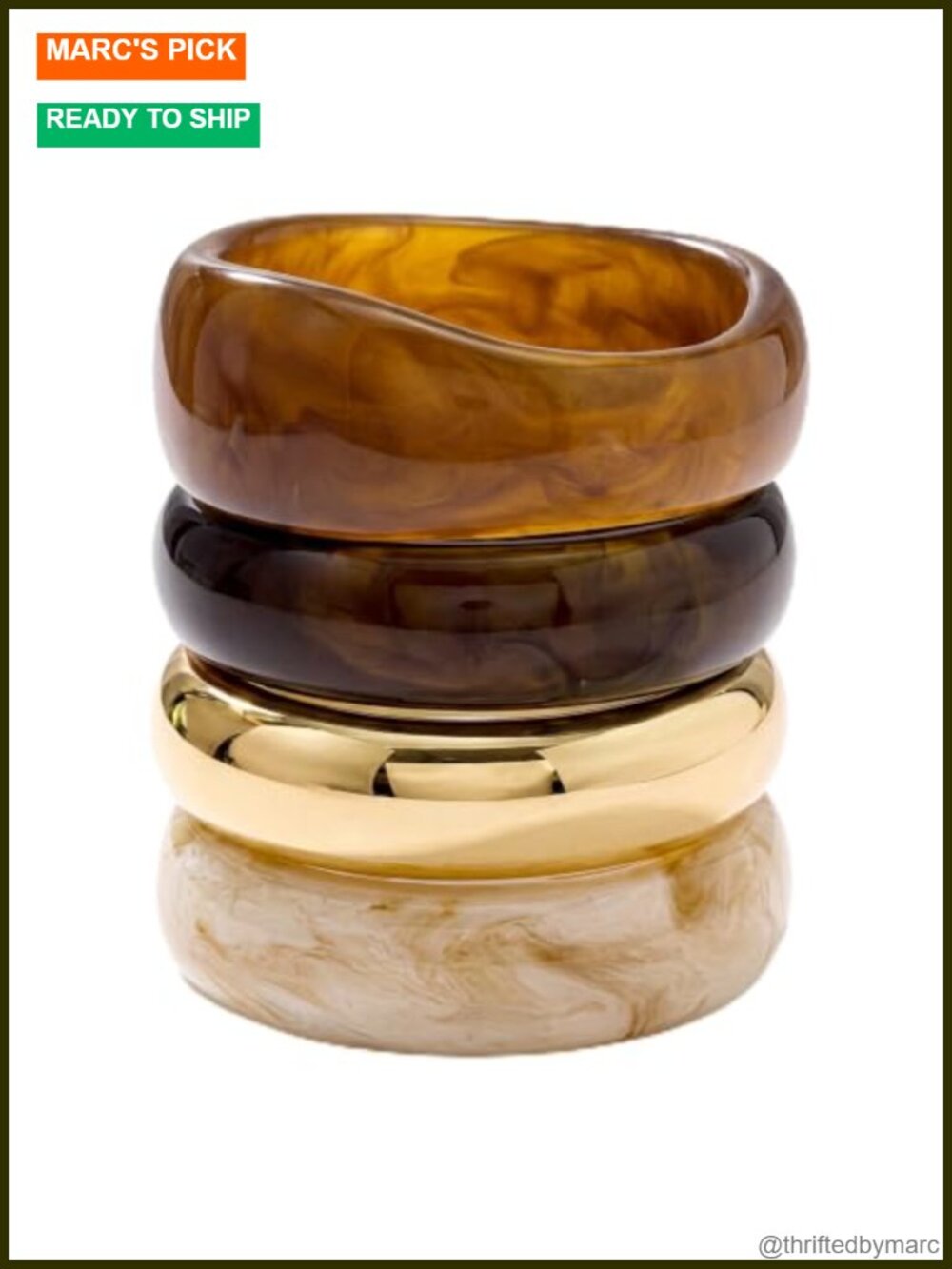 Chunky Acrylic Resin Bangle Bracelet Set Stackable Retro Statement